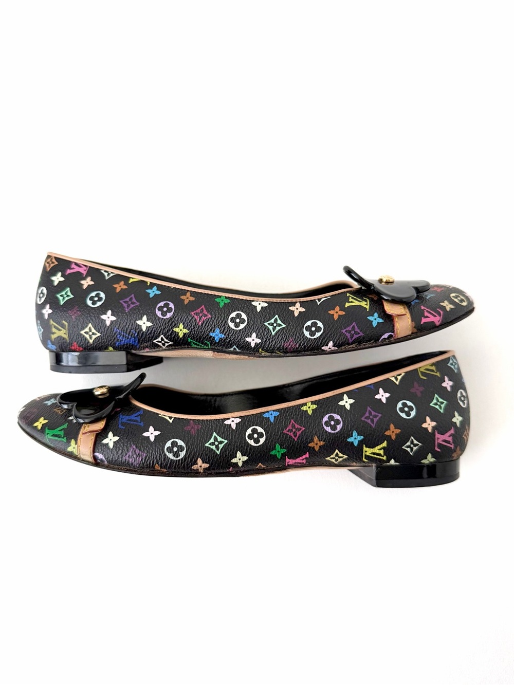 LOUIS VUITTON | Takashi Murakami Multicolor Ballet Flats Black Monogram EU 38.5 - Picture 2 of 14